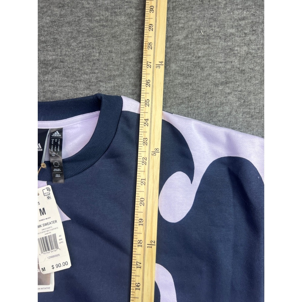 Adidas Marimekko Unikko Sweatshirt Womens M Purple Navy Pullover HS6725 New - Picture 9 of 10